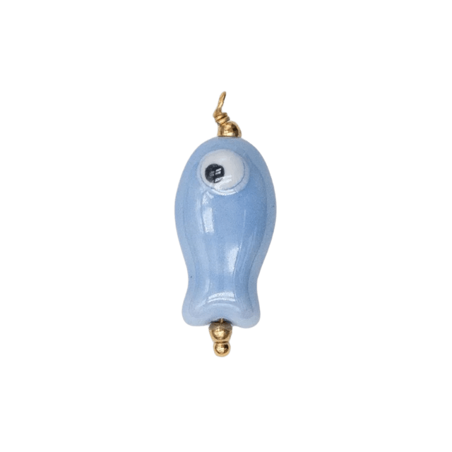 40 - Breloque poisson céramique bleu