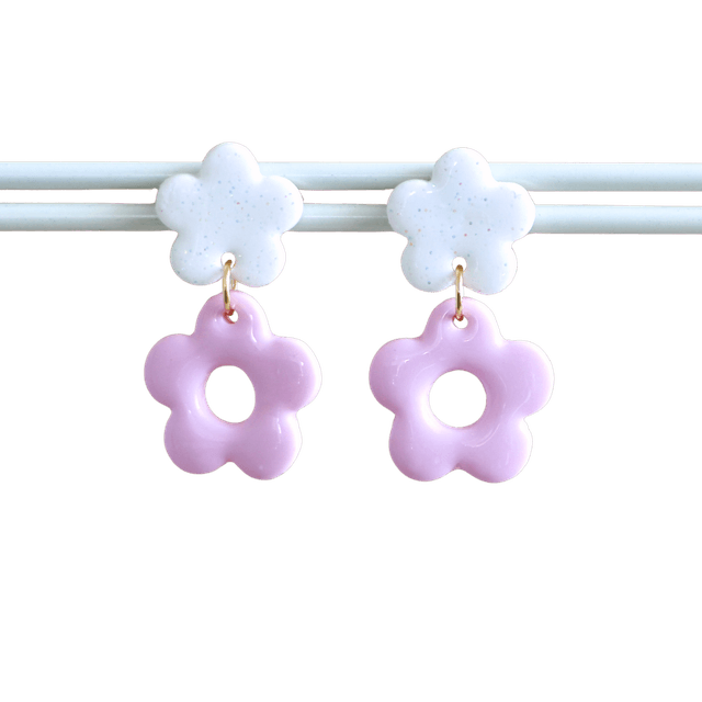 Boucles d’oreilles Lolita rose et blanche paillettes