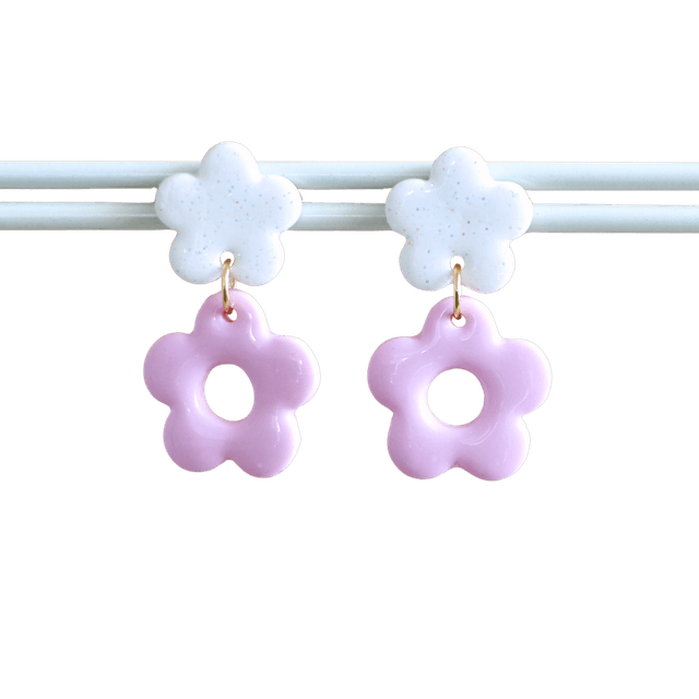 Boucles d’oreilles Lolita rose et blanche paillettes