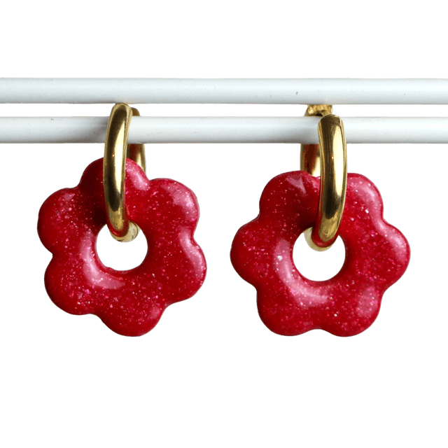 Fleurs Tala rouge paillettes 